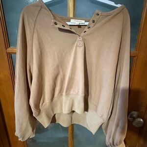 Peach Love California Brown Button-Up Top